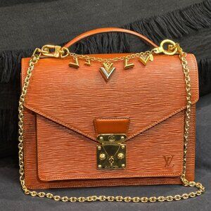 Louis Vuitton Epi Leather Monceau Satchel Bag Kenyan Fawn Brown Tan Trunk Strap